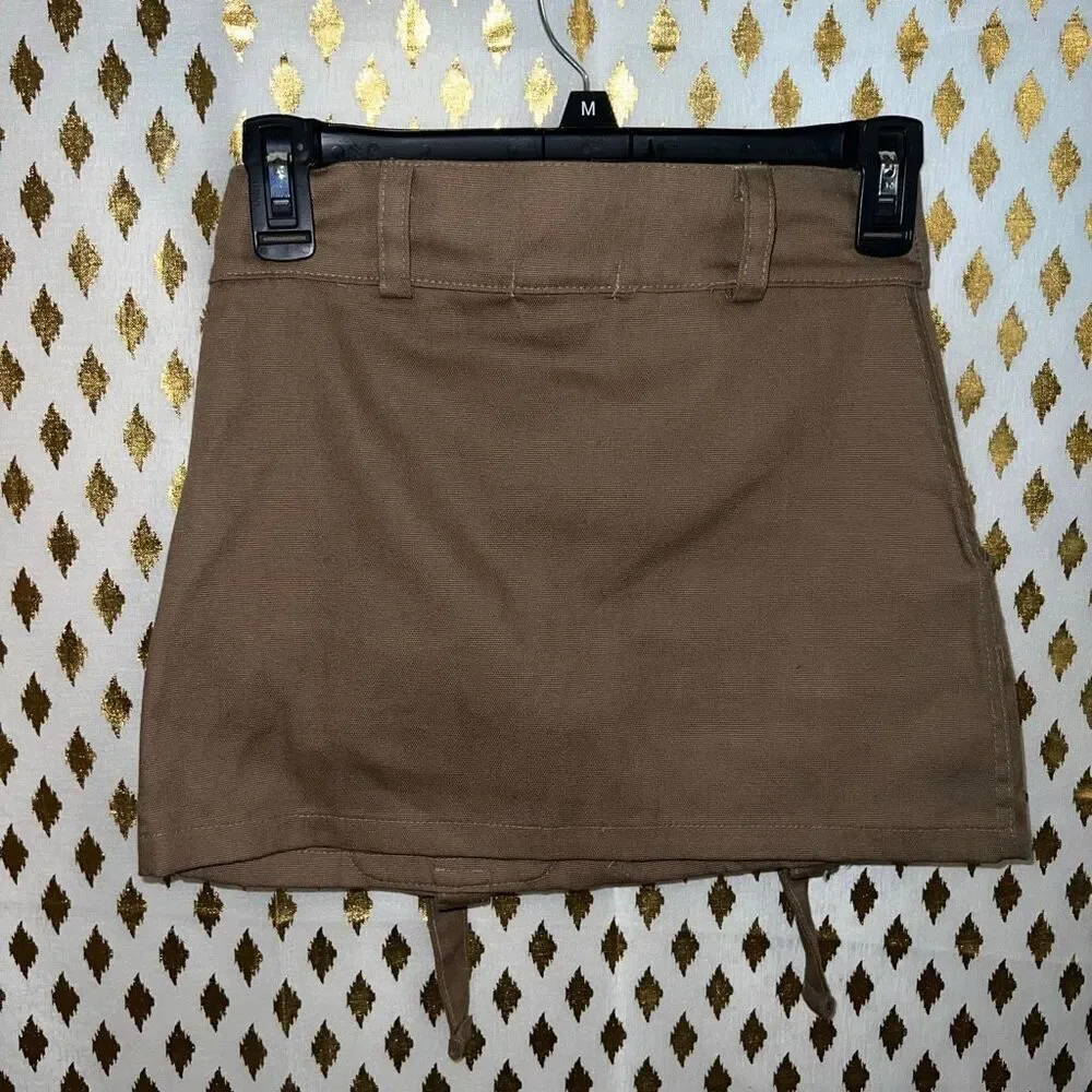 NWT prettylittlething cargo skirt micro mini skirt buckles straps front pockets